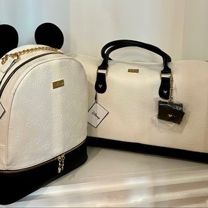 Disney Primark Mickey Mouse Face Pattern Backpack And Weekender Bag